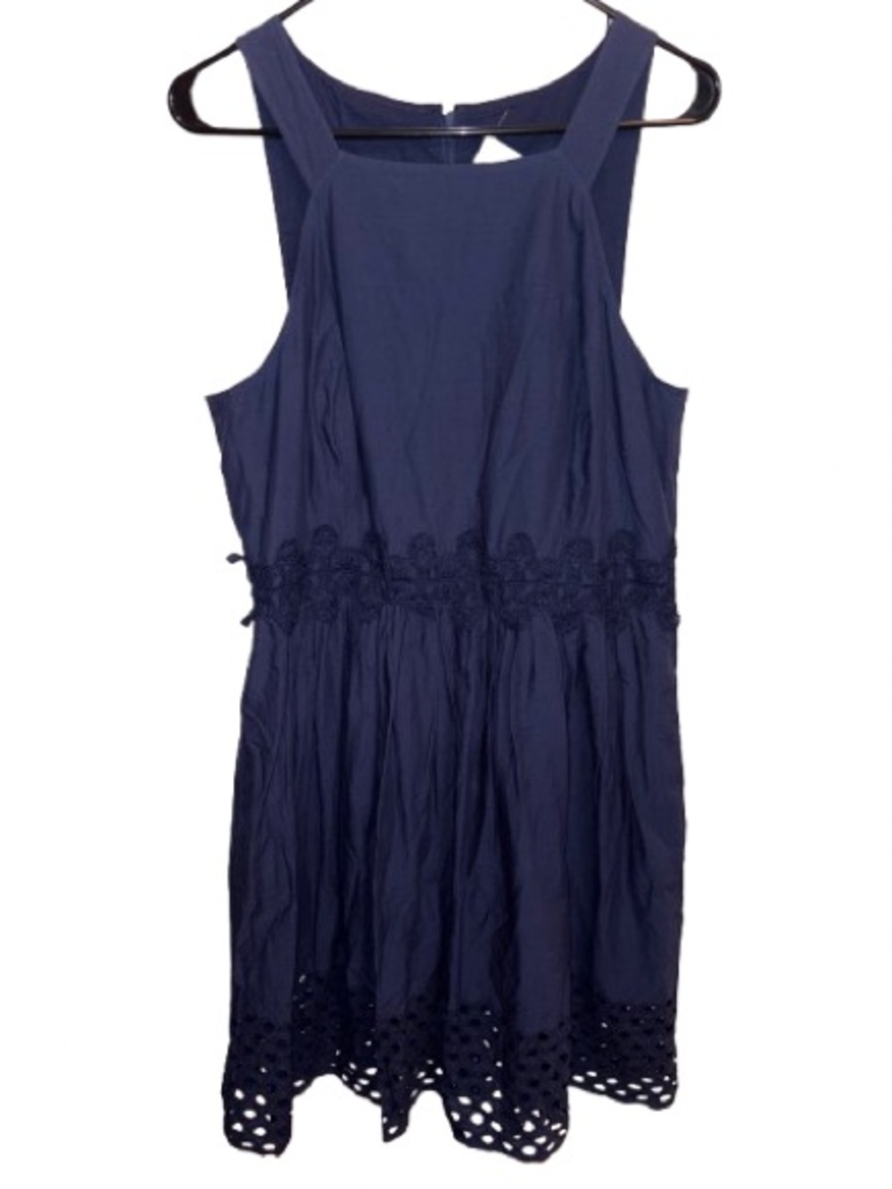 Vince Camuto navy blue midi dress with crochet lace details size 16